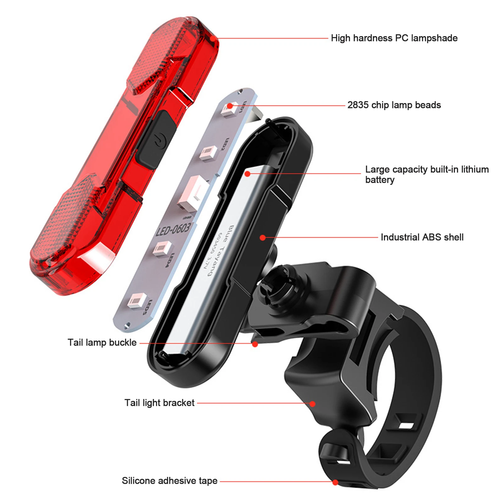 360 Derajat Disesuaikan Sepeda Ekor Lampu Sepeda Gunung dengan Lampu LED Lampu