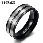 Tigrade Титан кольца для Для мужчин 8 мм матовый черный Обручение обручальное кольцо для мужчин свободный крой размера плюс 5-Размер 14 anillos hombre