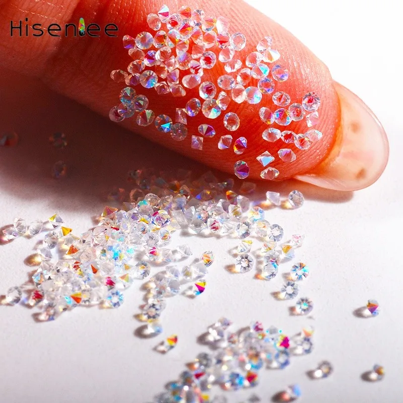 1440 шт. 1 2 мм аксессуары для ногтей микро-алмаз кристалл песок камень Заостренное