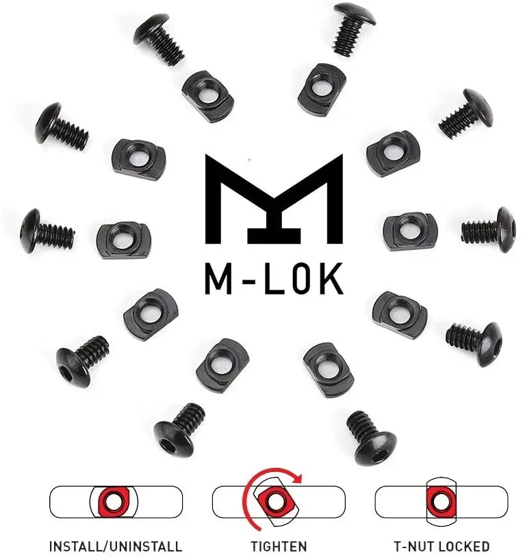 10 шт./лот M LOK винт и гайка Замена для MLOK направляющая ствольной накладки секций