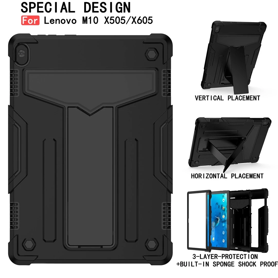 

Case For Lenovo Tab M10 TB-X505F TB-X605L TB-X605 10.1" Cover Funda Hybrid Rugged Durable Tablet PC Skin Stand Shell coque