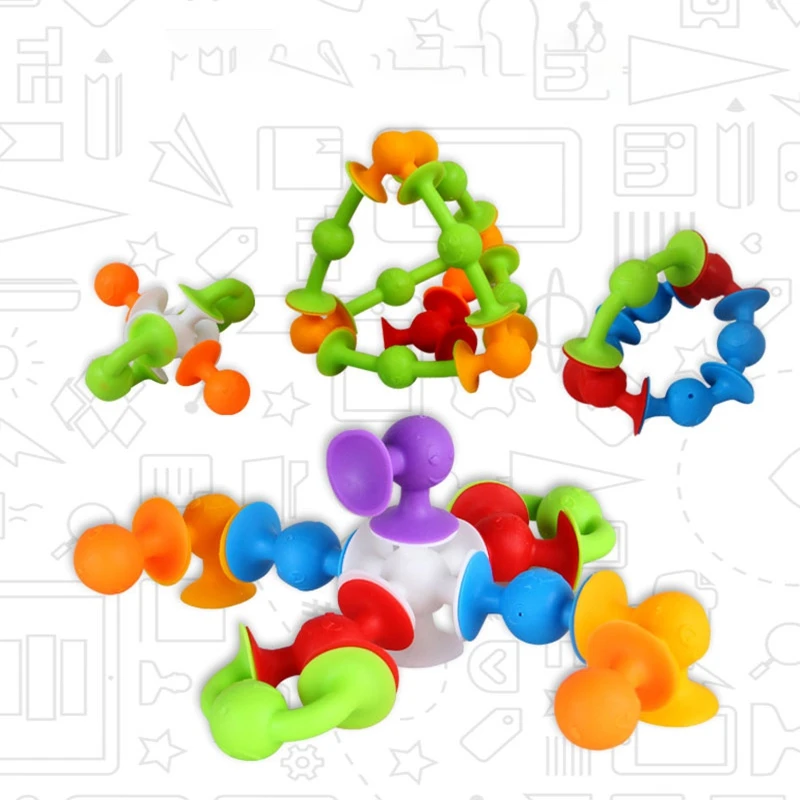 

36Pc Little Suckers Assembled DIY Silicone Sucker Suction Cup Educational Building Block Toy Girl&Boy Gifts Fun Game