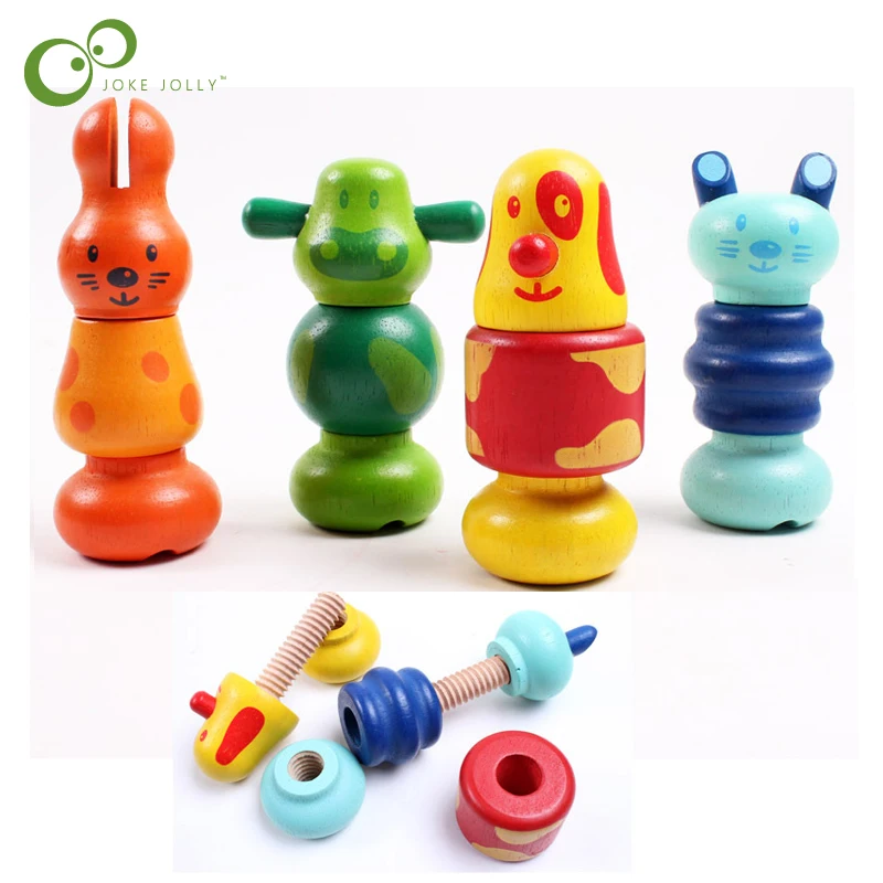 Красочные деревянные Подходящие Игрушки боулинги разборка комбинации игрушек