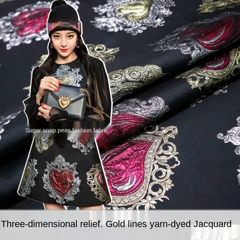 

Elegant jacquard suit fabric three-dimensional embossed gold silk windbreaker jacket apparel fabric