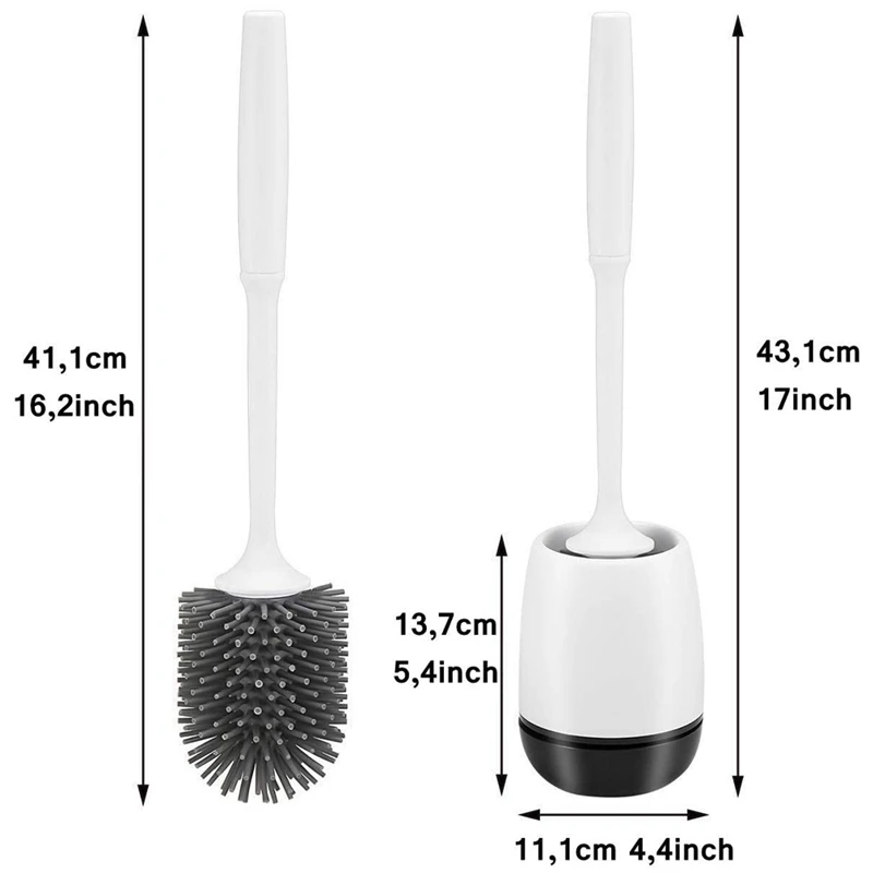

Hot SV-2Pack Toilet Brush and Holder Set Wallmounted/Flooring with Diatom Mud Pad&Tweezers Silicone Bathroom Toilet Brushes