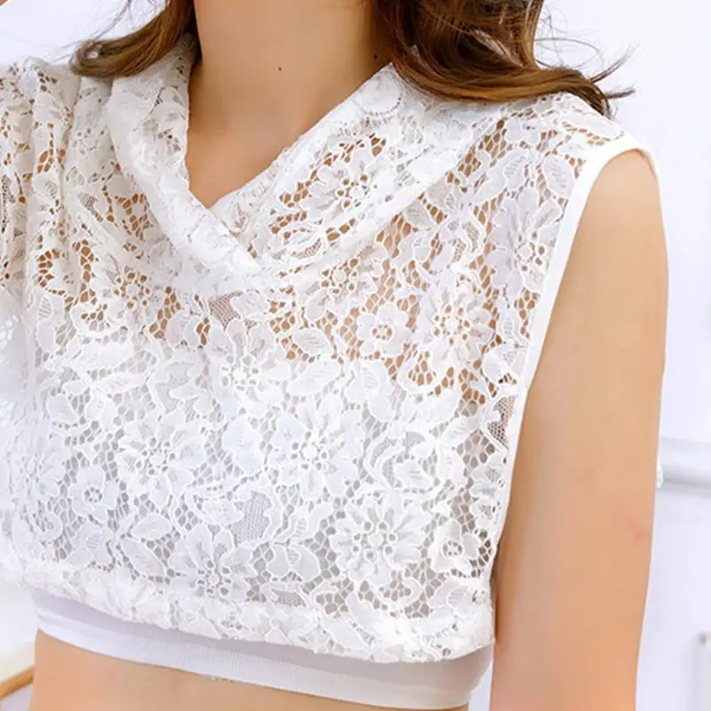 Женский вязаный крючком полый цветочный кружевной воротник с капюшоном Кепка