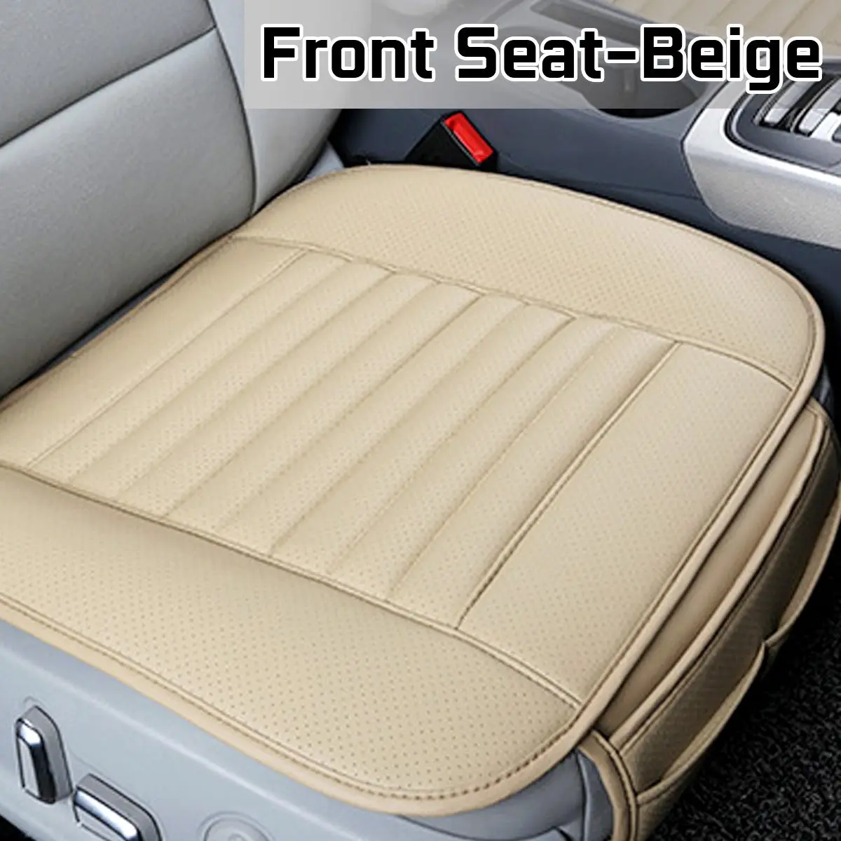 Front Seat Beige Универсальный чехол для сиденья автомобиля четыре сезона искусственная кожа передняя задняя подушка дышащий протектор коврик для авто аксессуары автомобиля - Название цвета: Front Seat Beige