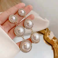 2021 new fashion exaggerated rhinestone earrings for women oversizes pearl temperament earrings personality long style eardrop