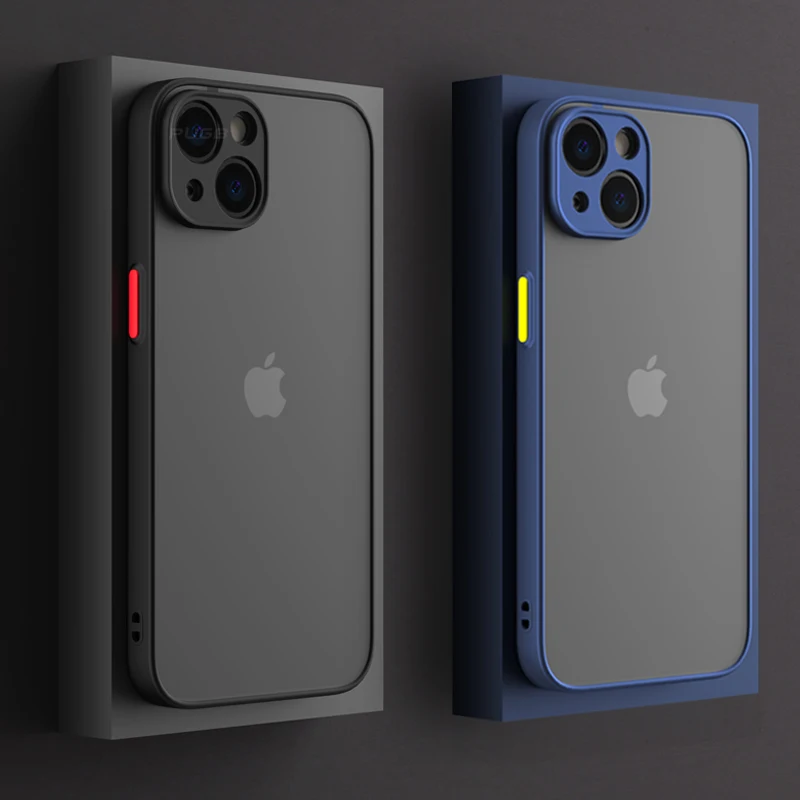

Shockproof Armor Matte Transparent Case for iPhone 13 12 11 Pro Max XR X XS 7 8 Plus SE 2020 Mini Luxury Silicone Bumper Cover