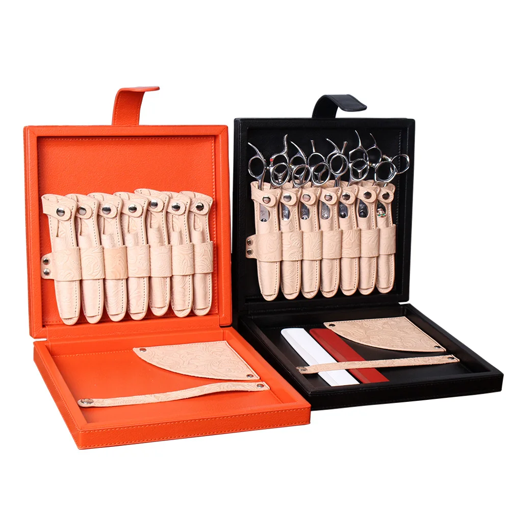 Высококачественный парикмахерский футляр для ножниц из натуральной кожи Набор