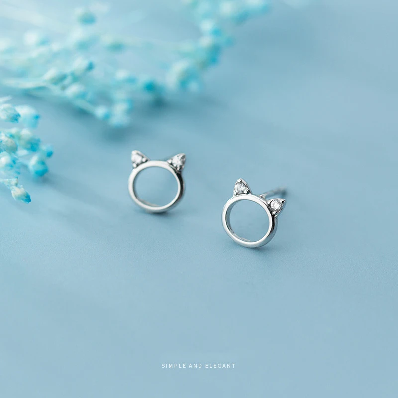 MODIAN Сияющий Циркон выдалбливают милый кот уход за кожей лица Форма Уха Булавки