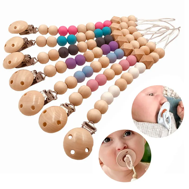 Детская деревянная цепочка для соски-пустышки прочные милые детские жевательные