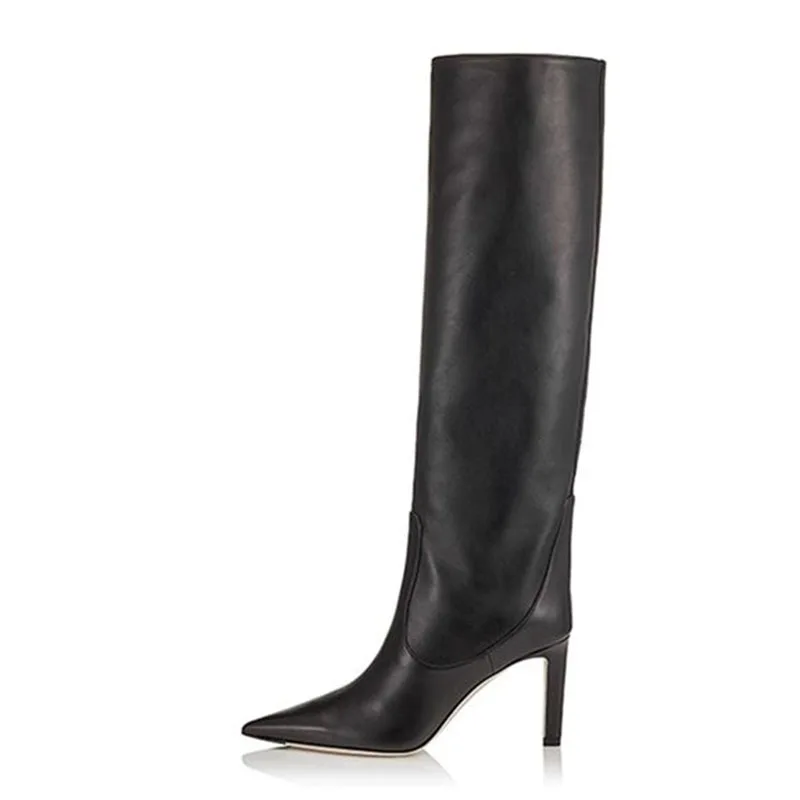RIZABINA/пикантные сапоги до колена с острым носком теплая зимняя обувь из