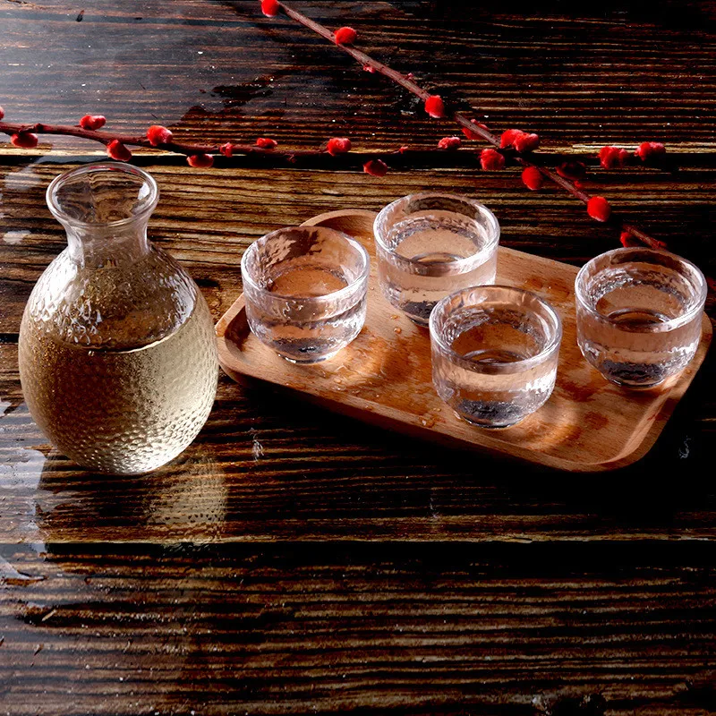 Японский Саке горшок набор золотой край стеклянная бутылка для сакэ рисовое вино