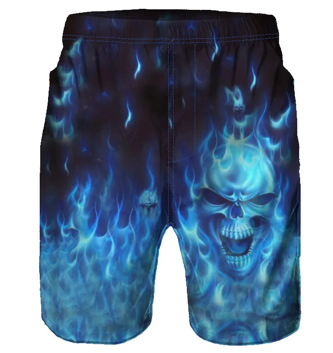 

Summer European and American beach shorts men's printing ice fire skeleton casual shorts men clothing summer shorts men