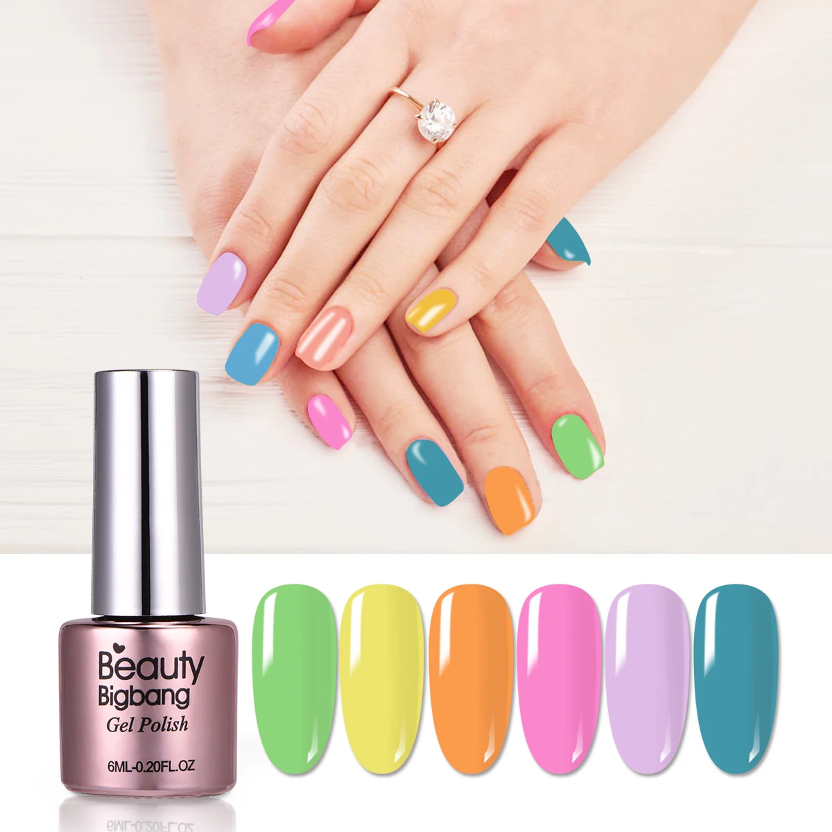 

BeautyBigBang 6ML 36 Color Soak Off Nail Gel Polish UV Gel Top Coat Mate Varnishes For Nail Printing Manicure Top Coat No Wipe