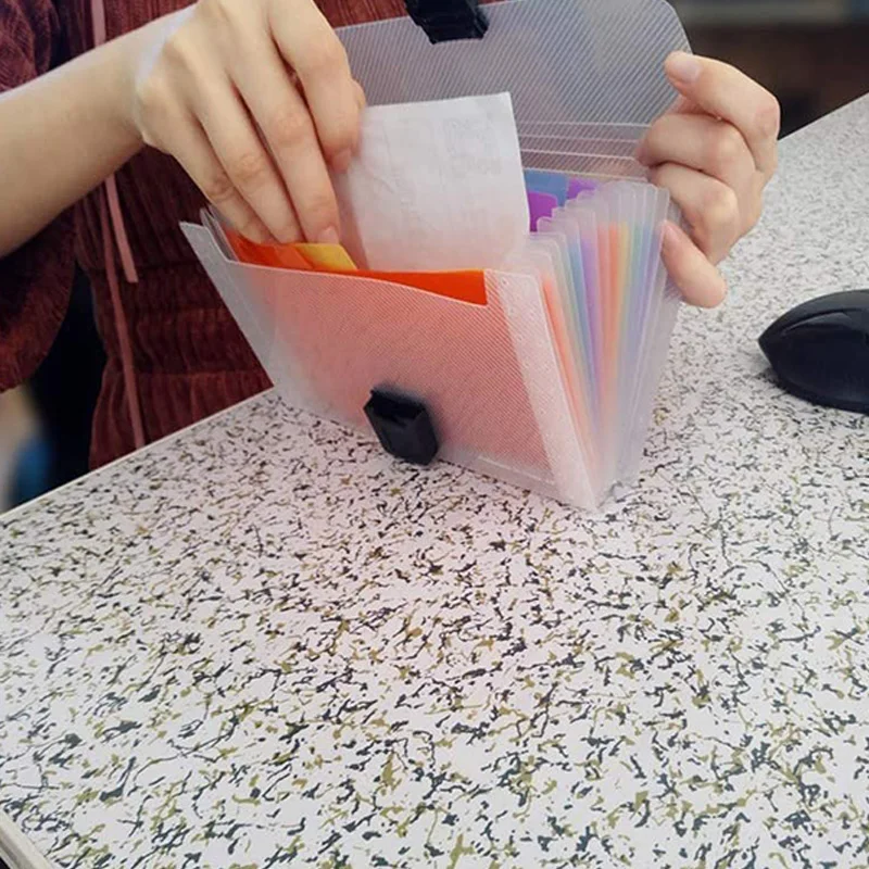 

4 Pack Mini Document File 13 Pocket File Organizer, A6 Letter Size Rainbow File Organizer with Buttons or Lanyard