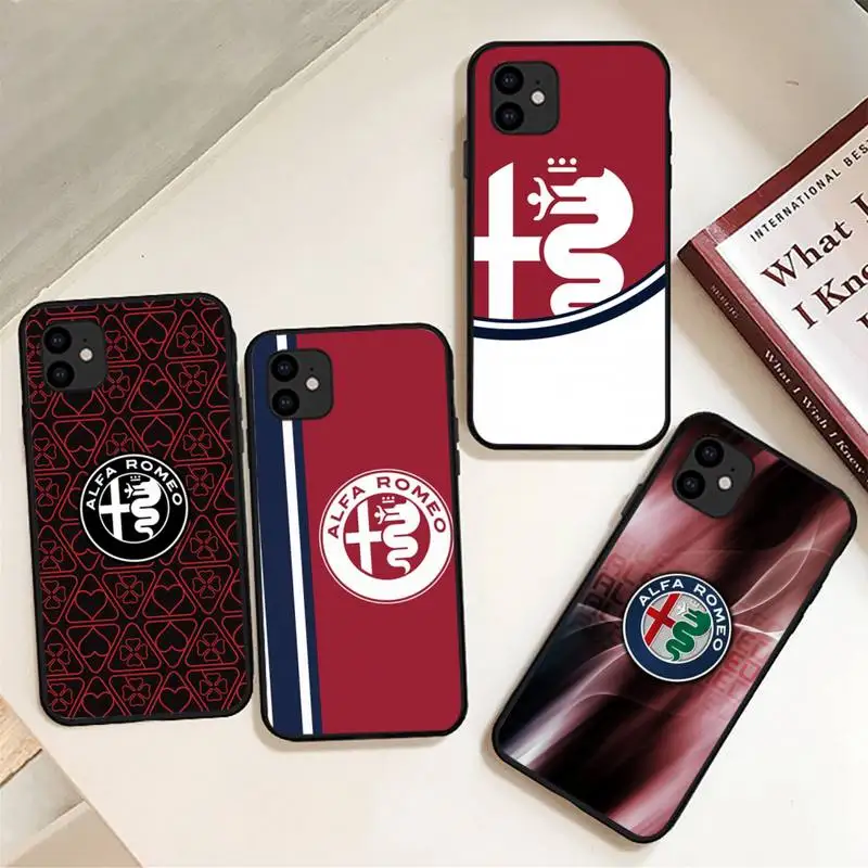 

Super Car Alfa Romeo Logo Phone Case For IPhone 11 12 13 Mini Pro XS Max 6 7 8 Plus 6S X XR Black Cover Shell