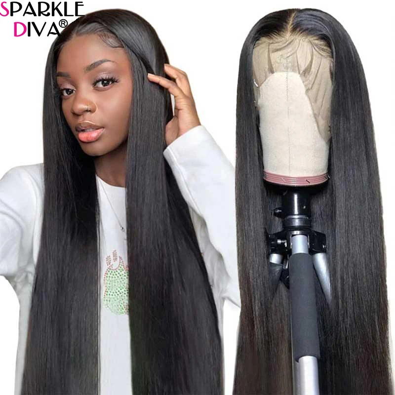 Middle Part Lace Wig 42inch13x4 Lace Front Wig T Part Lace Wig Remy Brazilian Straight Human Hair Wig Pre Plucked With Baby Hair