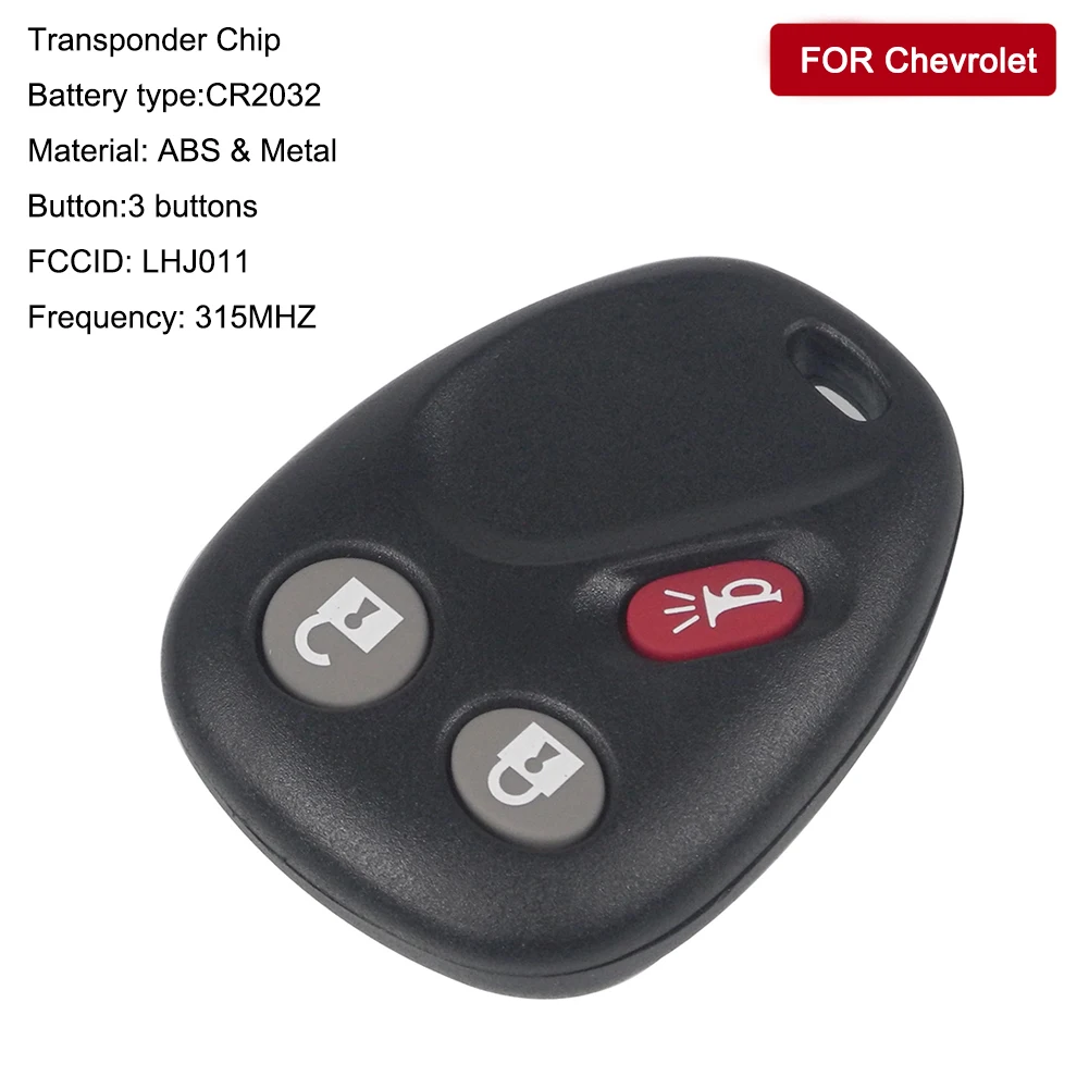 

3 Buttons Car Keyless Entry Remote Car Key Fob FCCID LHJ011 315Mhz CR2032for Cadillac Escalade/Chevrolet/GMC Yukon