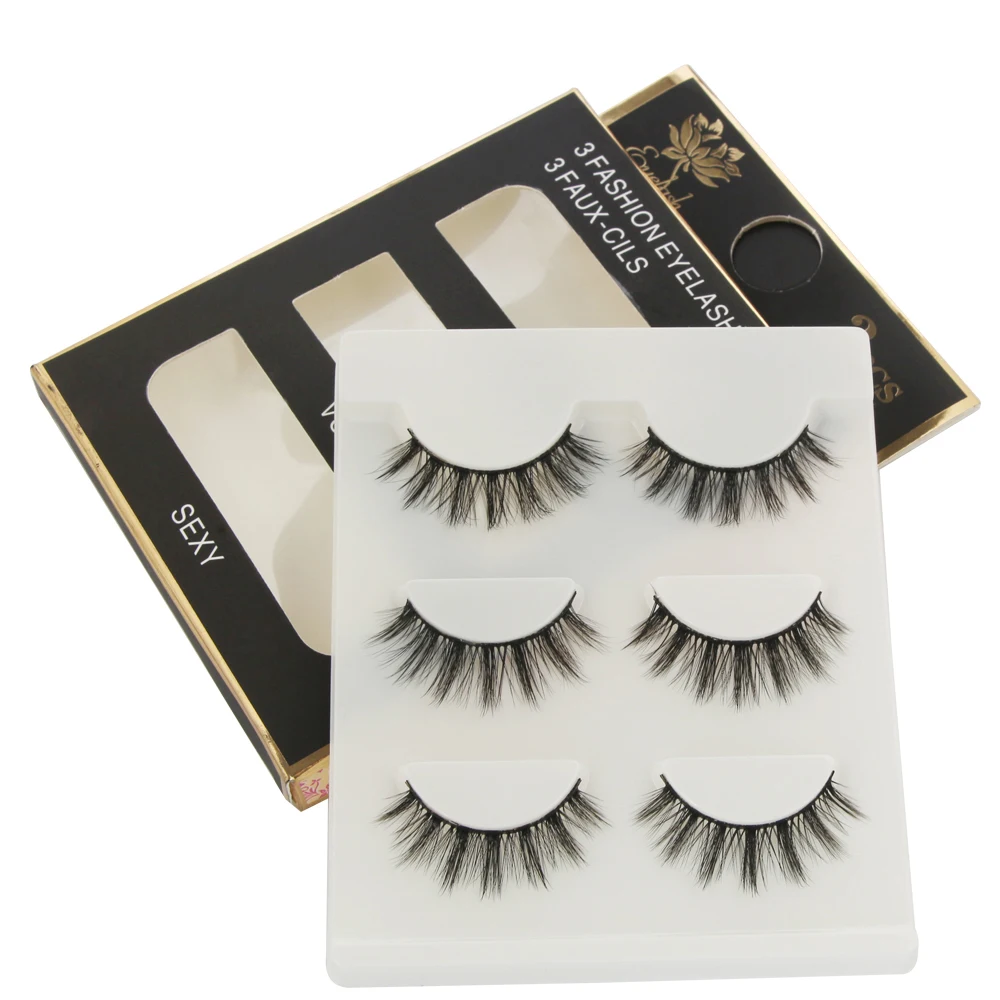 

3 Pairs Natural Long False Eyelashes Fake Lashes Long Makeup 3D Mink Lashes Eyelash Extension Mink Eyelashes Beauty