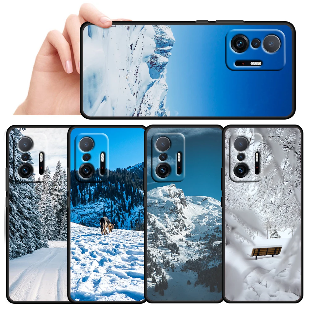 

Winter Snowy Day for Xiaomi Mi 11T 11i 10T 10i 9T 8 A3 K30S K30T Pro Lite Ultra 5G Silicone Black Phone Case Cover