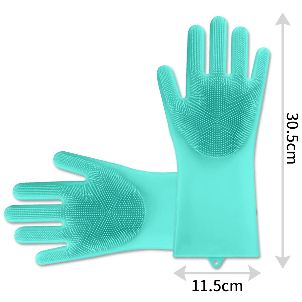

1Pair Dishwashing Cleaning Gloves Magic Silicone Rubber Dish Washing Scrub Glove Household Scrubber Home Kitchen Clean Tool