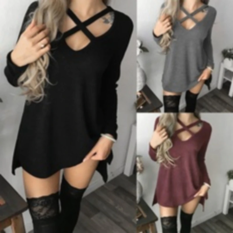 

Women Summer Dresses 2020 New Long Sleeve Dress Asymmetric Hem Loose Casual Knee Length Dress