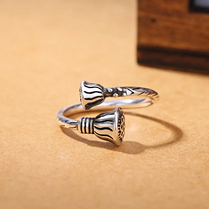 Женское кольцо в виде цветка лотоса серебро 925 пробы | Украшения и аксессуары