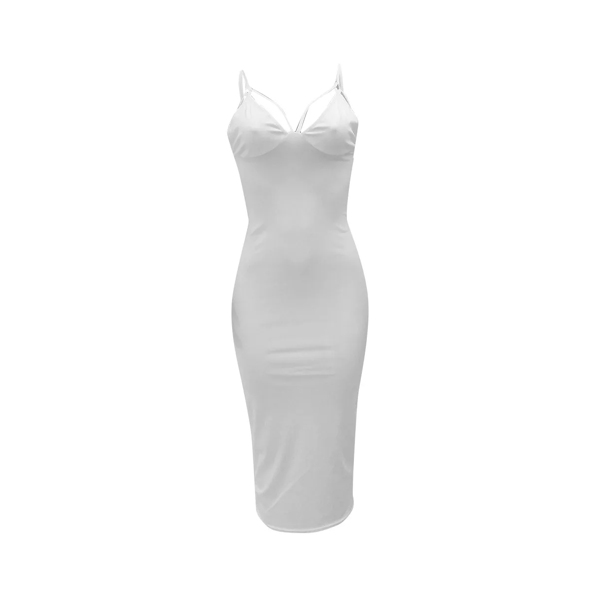 Summer 2019 Hot Sexy Night Club Fashion Ladies Women Compression Dress Solid Sleeveless V-neck Maxi Vestido | Тематическая одежда