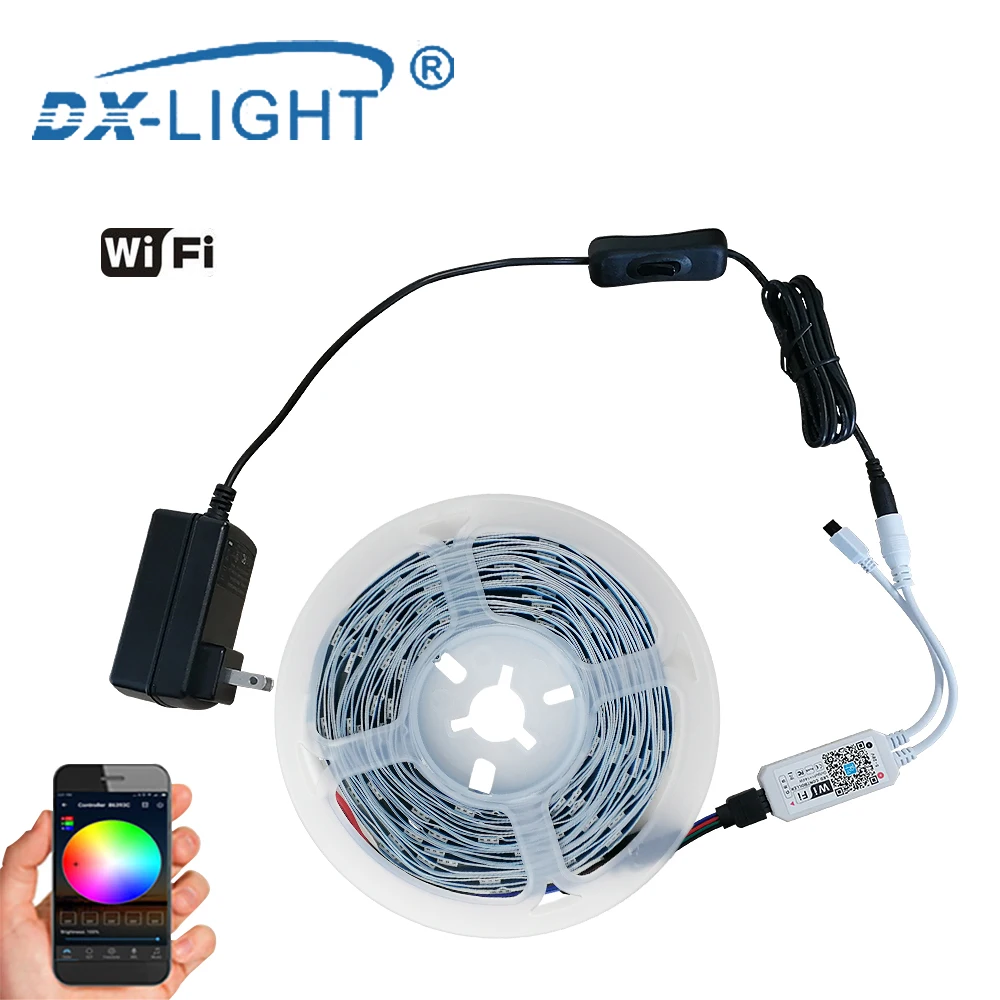 Ленсветильник светодиодная RGB SMD5050 гибкая Водонепроницаемая с Wi Fi и адаптером