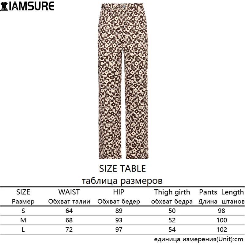 

IAMSURE Fashion Floral Print Straight Pants For Women 2021 Casual Streetwear Slim High Waisted Trousers Prairie Chic Elegant Y2K