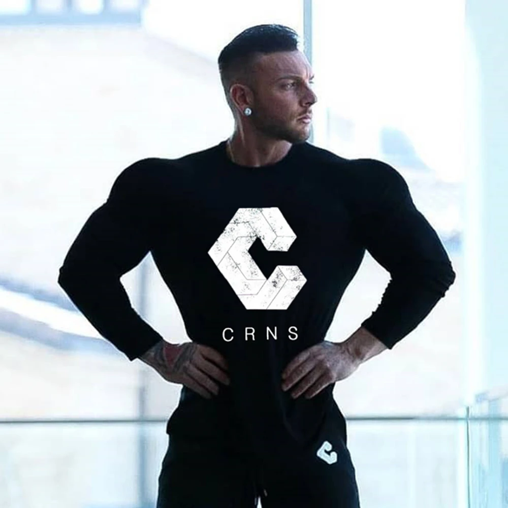 Хлопковая футболка с длинным рукавом спортивные футболки для бега Мужская