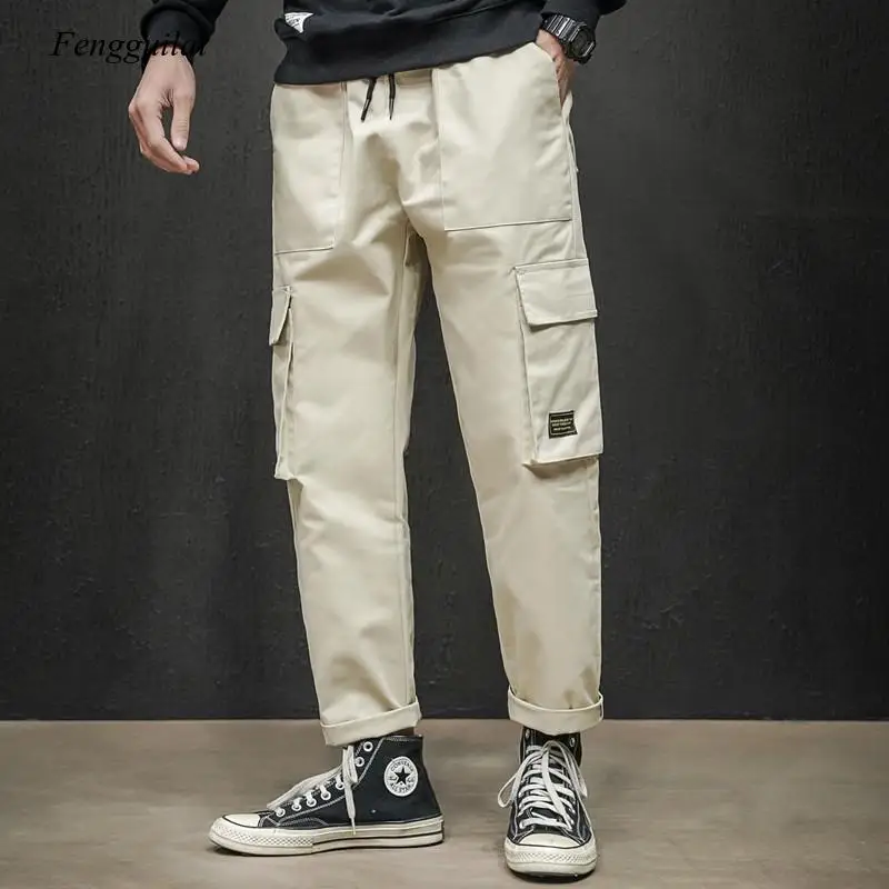 

Men's 2021 Spring New Straight Tube Multi Pocket Loose Large Men's Overalls Sport Caucal Pants