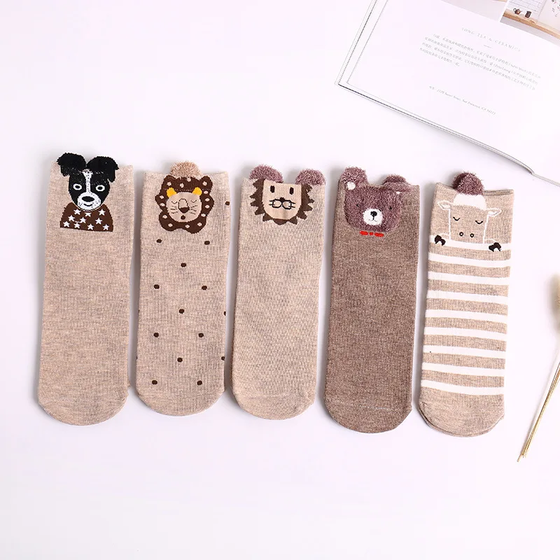 

10 pairs/Lot Women Funny Cute Cartoon Animal 3D Sheep Lion Tiger Bear Dog Ankle Short Socks Ladies Fashion Creative Kawaii Socks