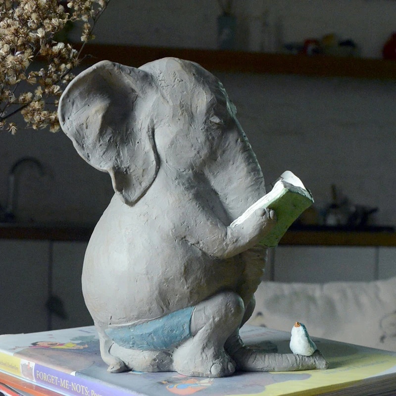 Figuritas de elefante bonitas y creativas, artesan&iacute;a de resina de animales en miniatura, accesorios de decoraci&oacute;n del hogar, jard&iacute;n de hadas, regalos de recuerdo-3