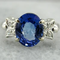 fashion classic 925 blue diamond creative ring wedding love size 5 11