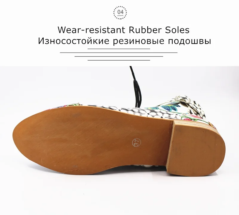 Зимние женские ботильоны в этническом стиле; женская обувь с цветочным принтом; ботинки из искусственной кожи; женская обувь на высоком каблуке с пряжкой; туфли-лодочки; Botas Mujer