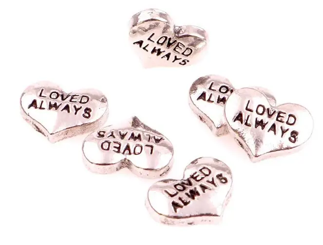 

(20 , 50)PCS/lot Loved Always Heart Floating Locket Charms Fit For Memory Magnetic Locket Pendant Jewelrys Making