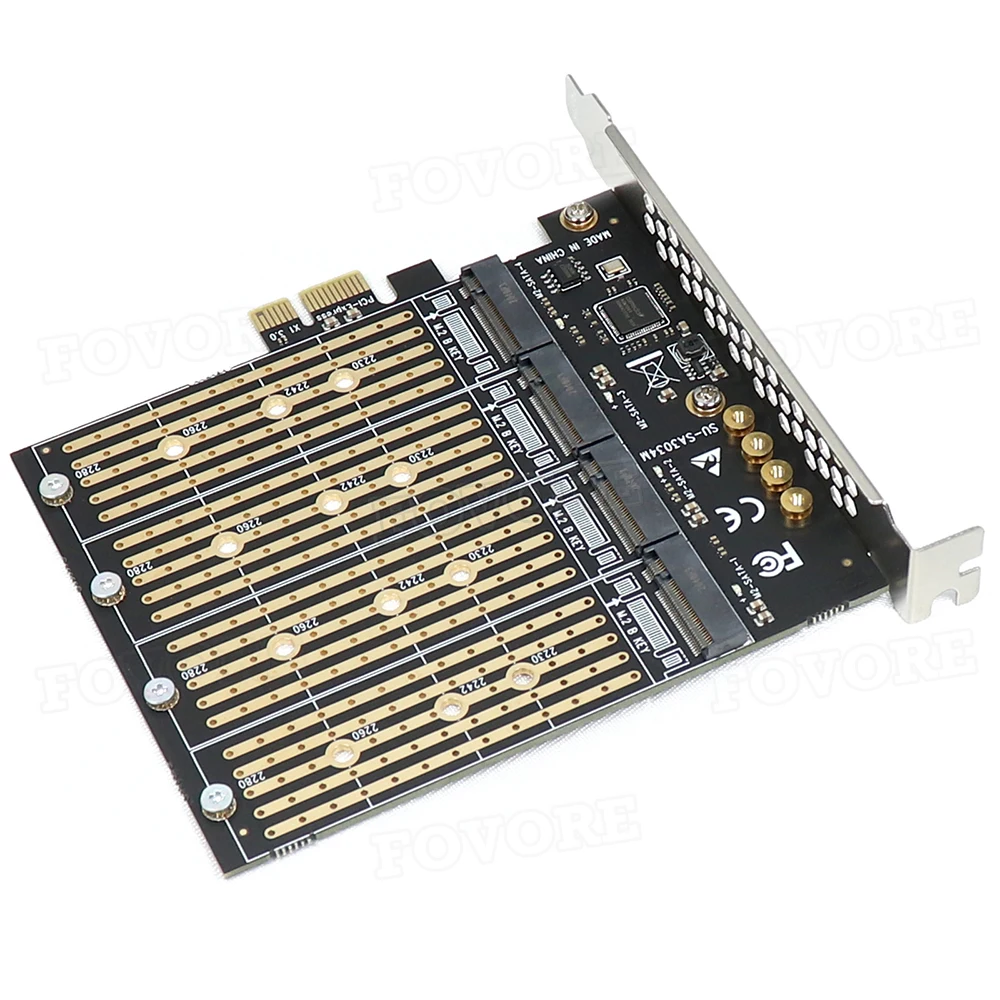 Адаптер NVME PCIe M2 M.2 4 порта NGFF SATA SSD 10 Гбит/с к PCI Express X1 адаптер PCI-E переходник для