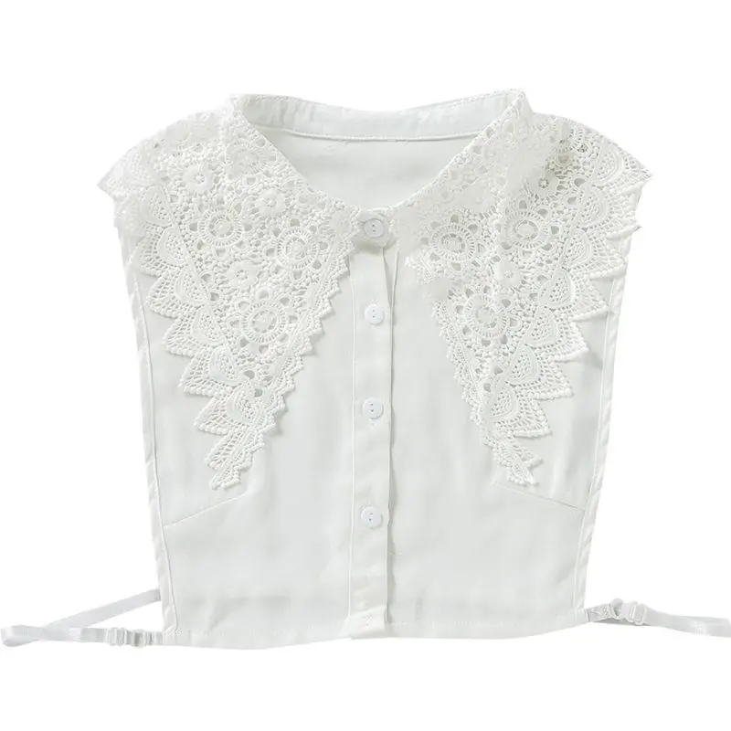 Женская кружевная блузка в Корейском стиле поддельный съемный воротник большие