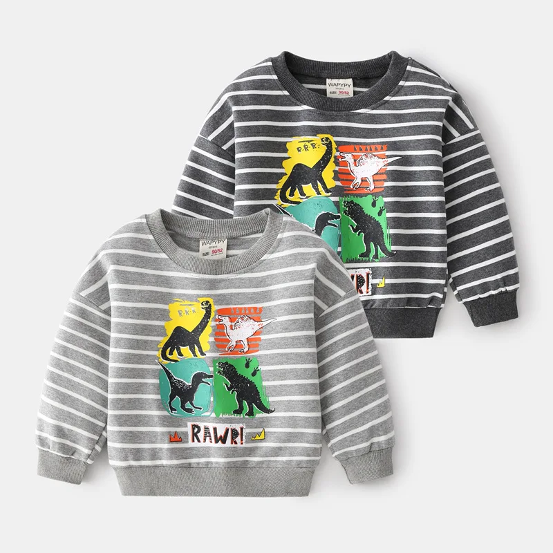 Детские толстовки в полоску свитшоты детский мультяшный стиль хлопковый пуловер