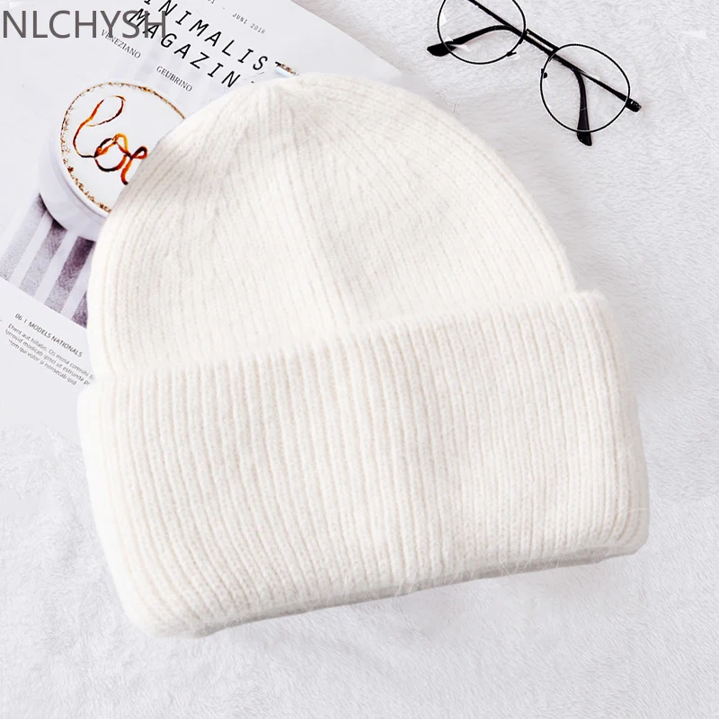 

Зимняя шапка 2021, однотонные Мягкие Шапки и Женская теплая шерстяная шапка с капюшоном, шапки из кроличьего меха, кашемировые вязаные шапки, ...