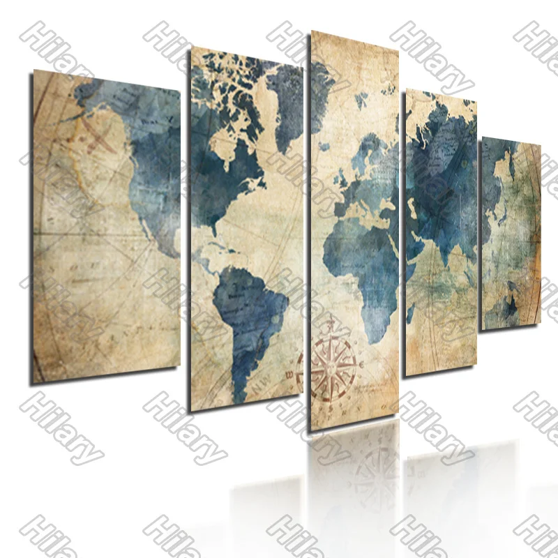 

Poster Abstract World Map Dark Green Canvas Painting 5Pcs Posters Painting Wall Art Decoration for Living Room and Bedroom