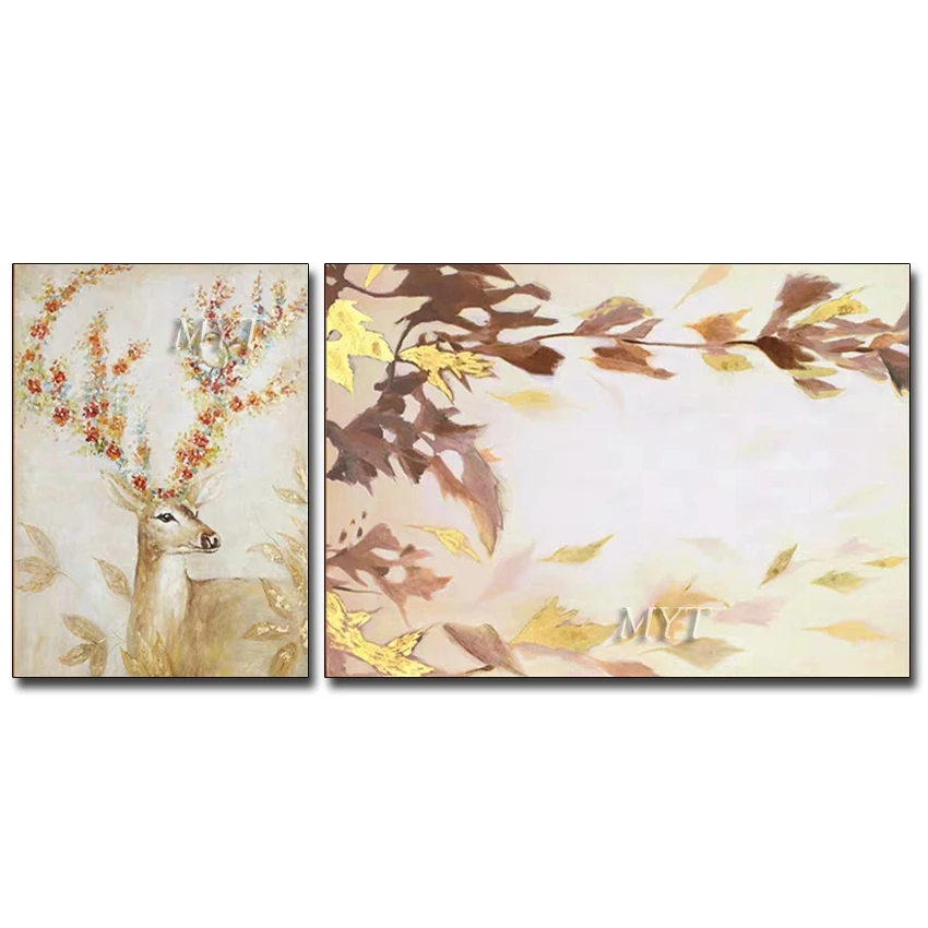 

No Framed Hand Painted Newest Large Size 100% Hand-Painted Gold Foil Leaf Oil Painting On Canvas Wall Picture Art Modern Artwor
