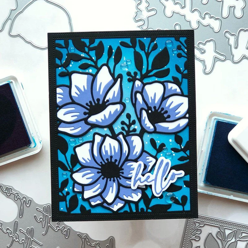 2021 New Flowers Background Frame Metal Cutting Dies For Scropbooking Card Making Stencils Decor Model DIY Paper Crafts