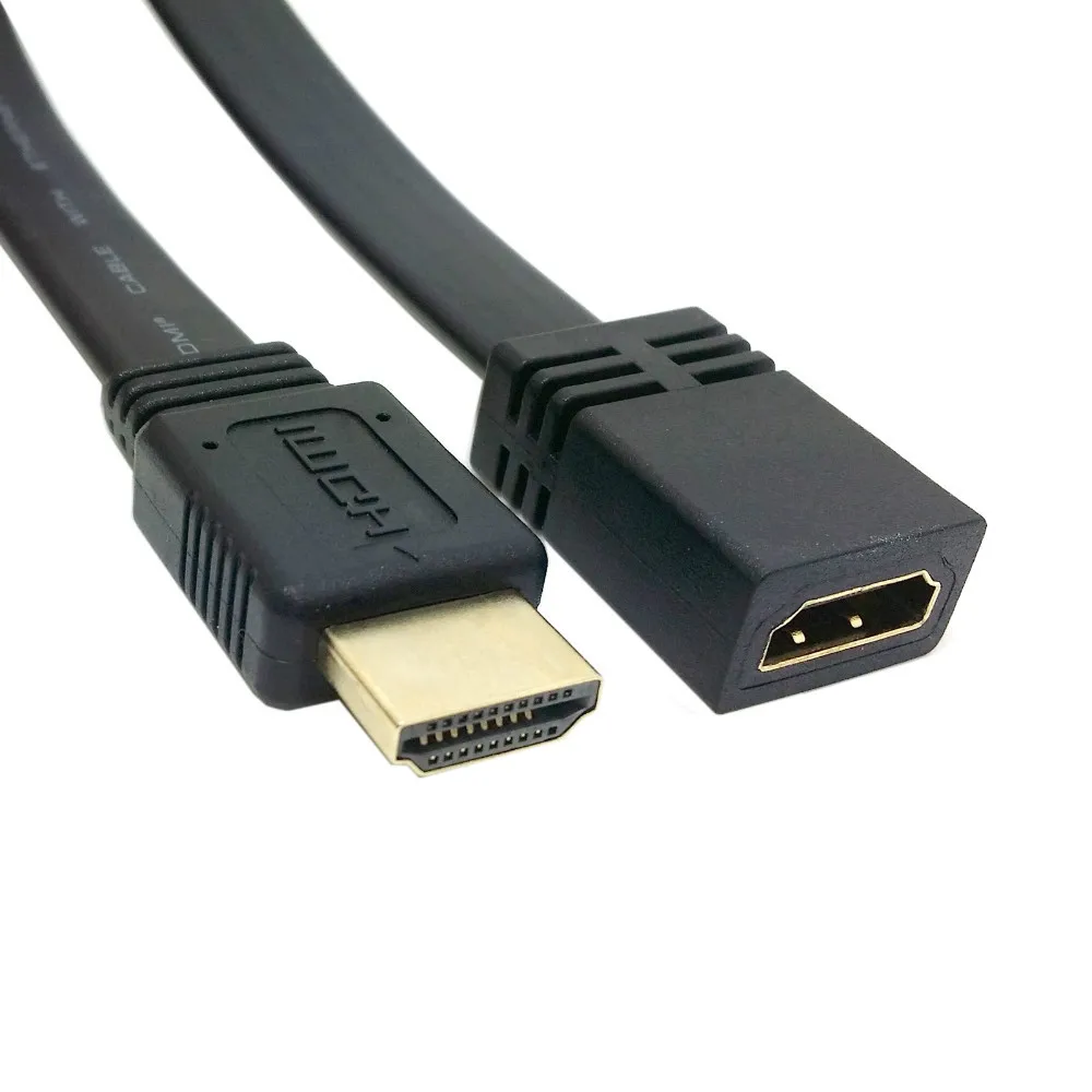 

Плоский кабель HDMI-совместимый тип A 19pin штекер-гнездо Удлинительный кабель для 1080p HDTV 50 см/0,5 м