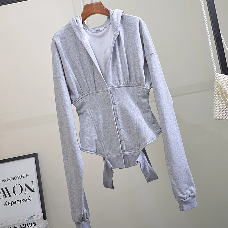 Женская Асимметричная Толстовка Getspring черная или серая Повседневная толстовка с