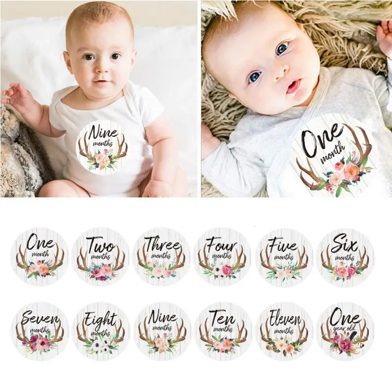 

Baby Monthly Stickers,Baby First Year Month Age Growth Milestones Animal Stickers Unisex,1 to 12 Month