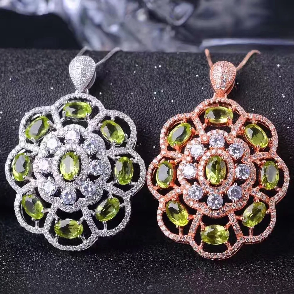 CoLife Jewelry Natural Peridot Pendant for Daily Wear 9 Pieces Silver 925 | Украшения и аксессуары